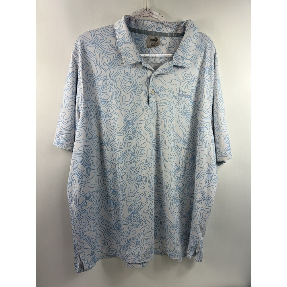 Puma Shirt Men's Sz 2XL Blue/White Short Sleeve The Rookery Embroidered Logo‎